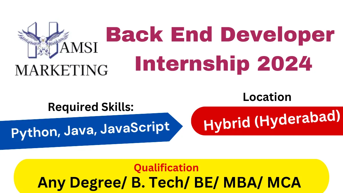 Back End Developer Internship 2024