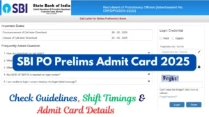 SBI PO Prelims Admit Card 2025