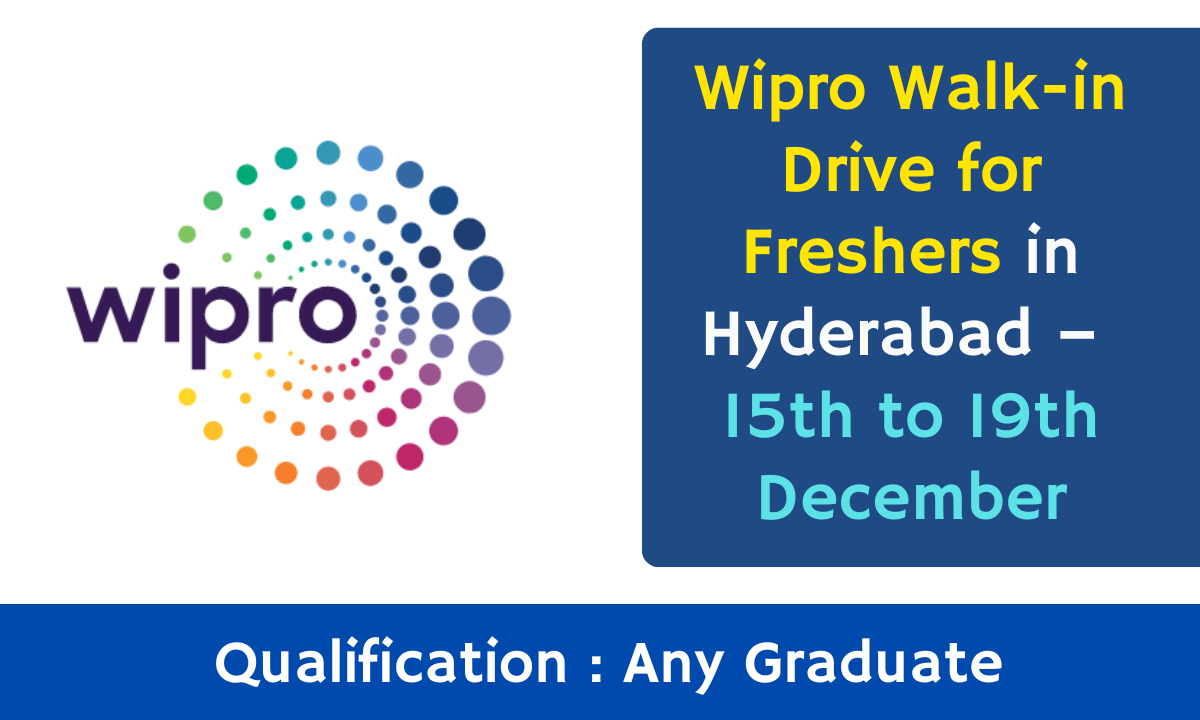 Wipro Walk-in Drive for Freshers in Hyderabad – Mapping Role | 15th to 19th December