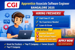 CGI Apprentice Associate Software Engineer 2025 in Bangalore -Apply now
