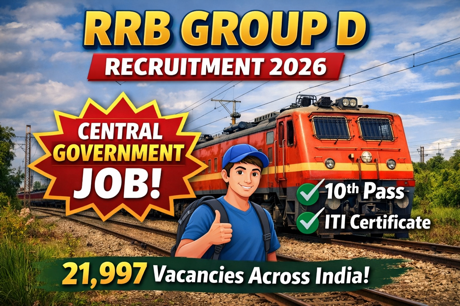 RRB Group D Recruitment 2026, RRB Group D Notification 2026, Railway Group D Jobs, Central Government Jobs 2026, RRB Group D Exam Date, RRB Group D Admit Card, RRB Group D Result, Track Maintainer Salary, Pointsman Job Profile, RRB Group D Syllabus PDF, RRB Group D Previous Year Paper, Railway Jobs 2026
