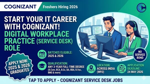 Cognizant Freshers Hiring 2026 for Digital Workplace Practice (Service ...