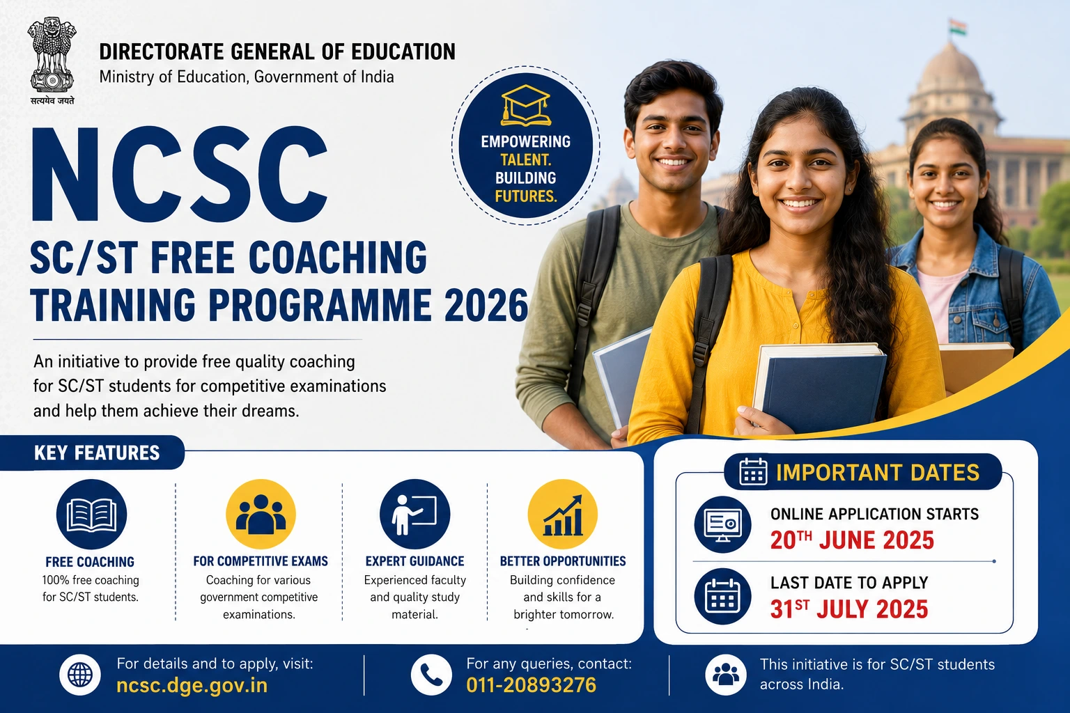 NCSC SC-ST Free Training Programme 2026 Notification Released – Apply Online for Free Computer Courses with ₹1000 Stipend