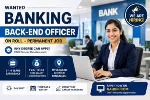 Banking Back-end Officer Recruitment 2026 - Freshers Welcome - Any Degree | Permanent Private Bank Jobs