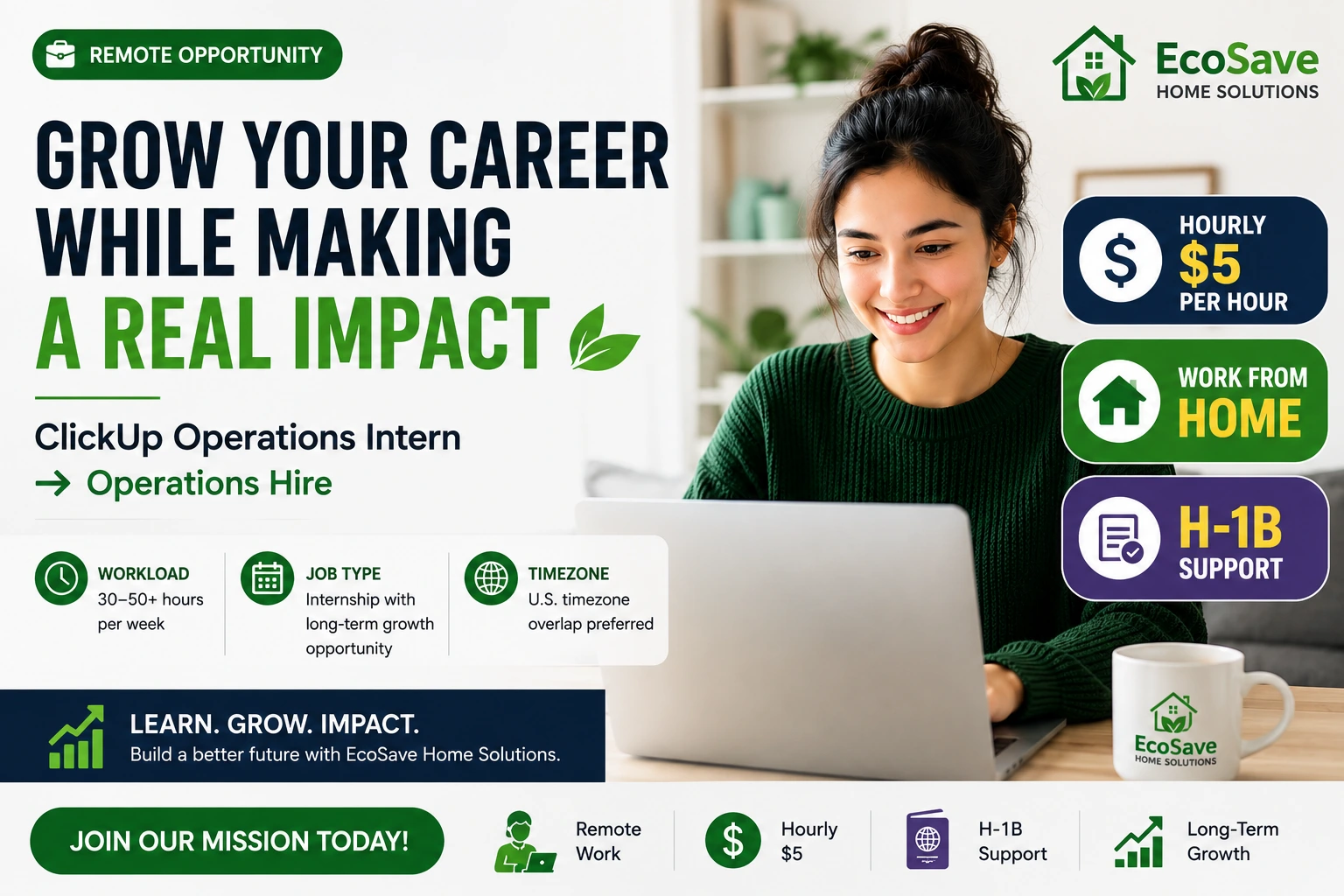 ClickUp Operations Intern → Operations Hire (Remote) 2026 | EcoSave Home Solutions