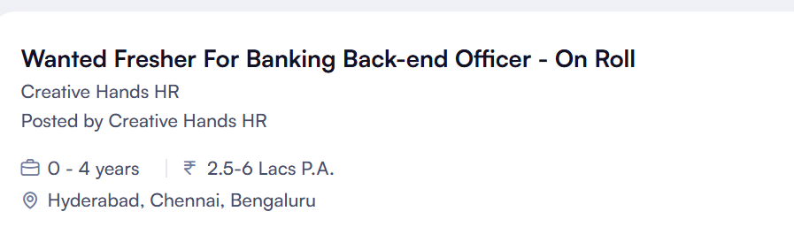 Banking Back-end Officer Recruitment 2026 - Freshers Welcome - Any Degree | Permanent Private Bank Jobs 2 image 3