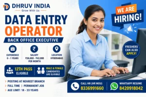 Data Entry Operator Jobs in Hyderabad 2026 – Dhruv India | 12th Pass Eligible