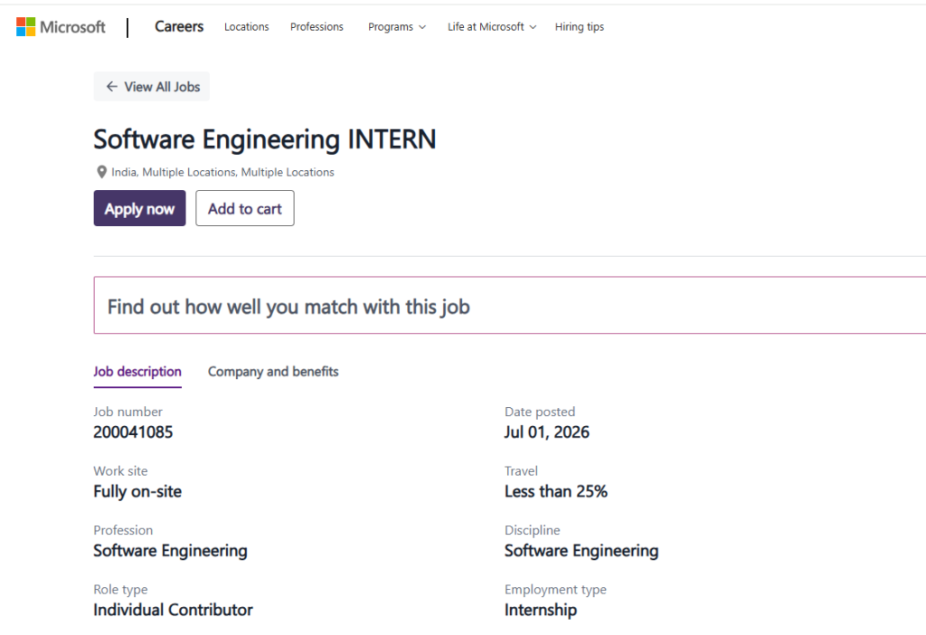 Microsoft Software Engineering Intern 2026 Recruitment – Apply Online | Eligibility, Salary, Locations & Selection Process 2 Microsoft Software Engineering Intern 2026 Recruitment – Apply Online | Eligibility, Salary, Locations & Selection Process