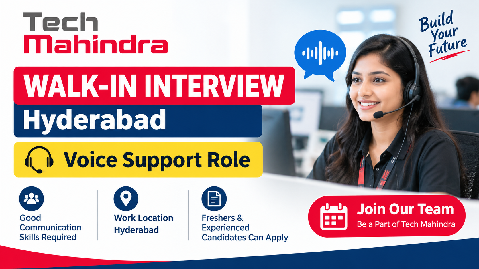 Tech Mahindra Walk-In Interview Hyderabad: Voice Support Role