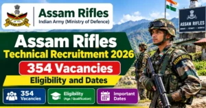 Assam Rifles Technical Recruitment 2026: 354 Vacancies, Eligibility and Dates