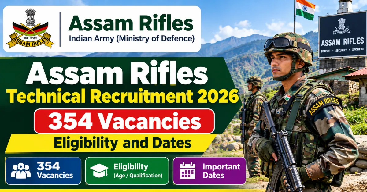 Assam Rifles Technical Recruitment 2026: 354 Vacancies, Eligibility and Dates