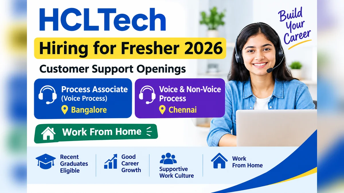 HCLTech Hiring for Fresher 2026: Process Associate and Voice/Non-Voice Roles