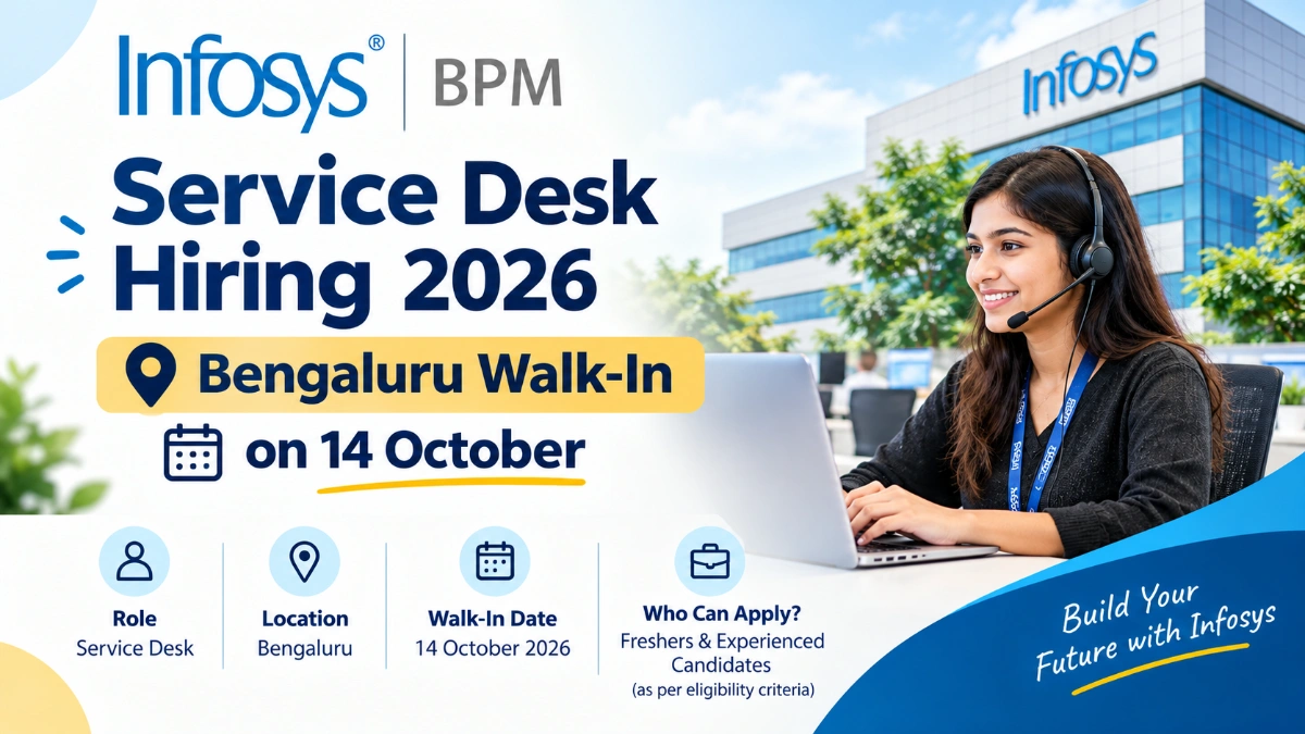 Infosys BPM Service Desk Hiring 2026: Bengaluru Walk-In on 14 October