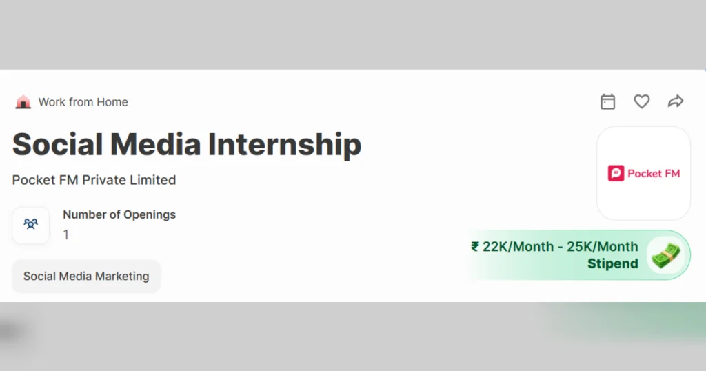 Pocket FM Social Media Internship 2026: Work From Home, Stipend and Eligibility 1 Pocket FM Social Media Internship 2026: Remote Role, Stipend and Eligibility