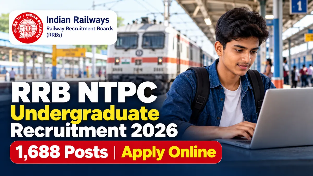 RRB NTPC undergraduate recruitment 2026: 1,688 Posts, Apply Online